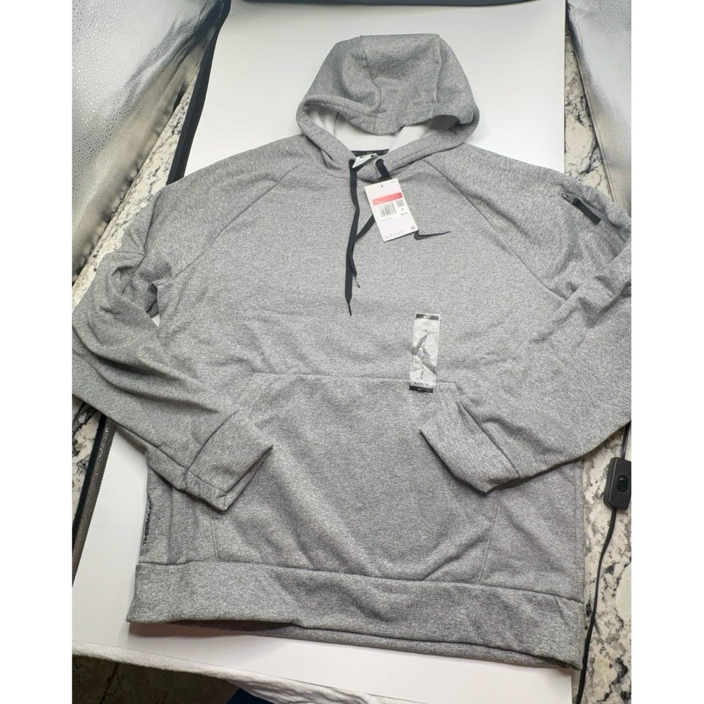 NEW men's size LARGE NIKE therma-fit gray hooded sweatshirt.